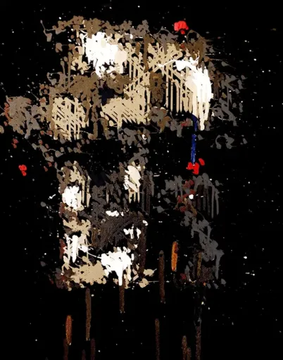 Emerging Face, Neural Net Imagined Portrait (297 Strokes) by Pindar Van Arman